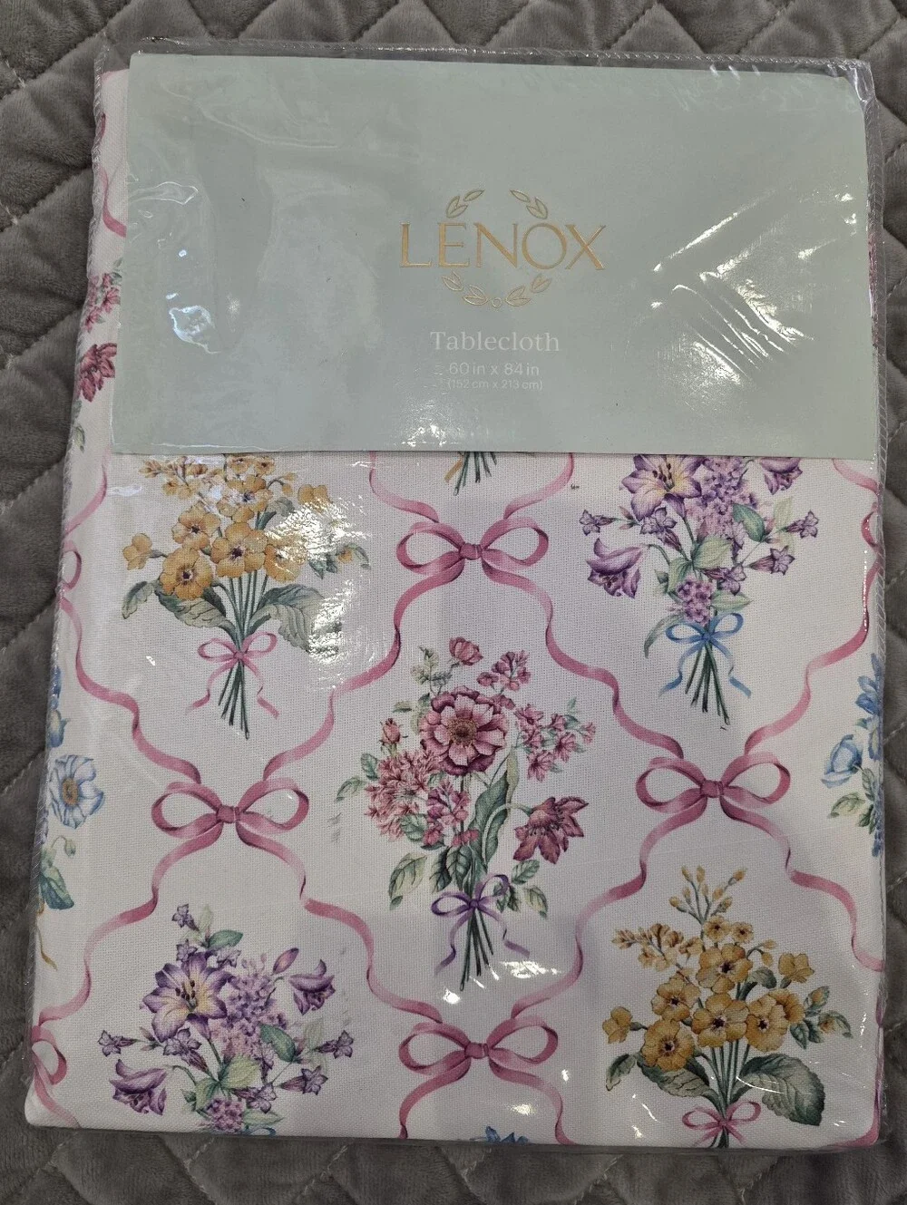 Lenox Bouquet Ribbon Tablecloth - Multicolored Floral - 60x84